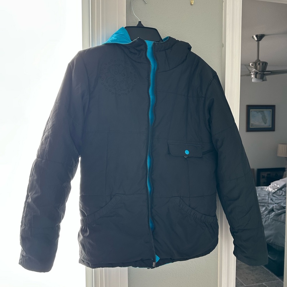 Columbia Omni-Shield‎ Youth 10/12 Blue and Black Reversable Winter Jacket EUC
